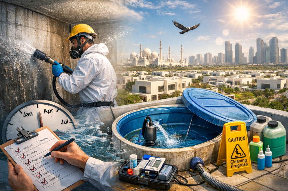 Water Tank Cleaning Abu Dhabi: Municipality Rules, Frequency & Expert Solutions for Residential Properties Water Tank Cleaning Services in Abu Dhabi